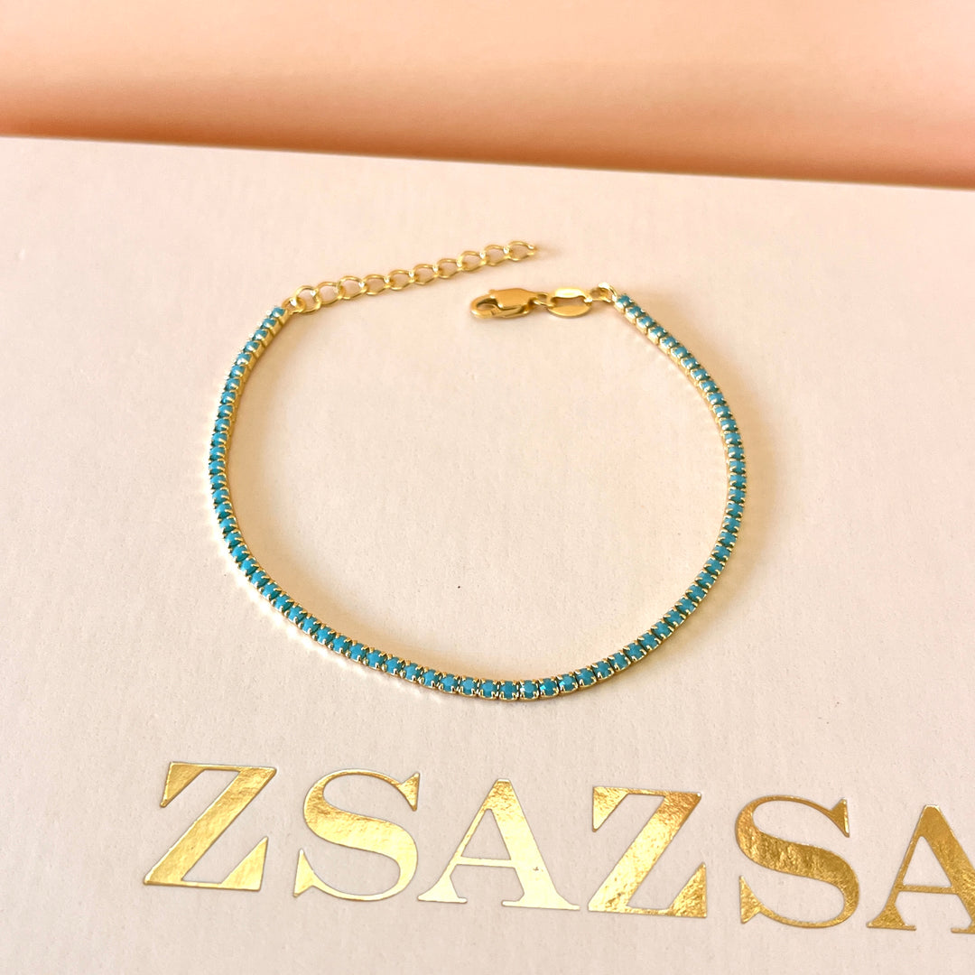 Turquoise tennis zircone bracelet