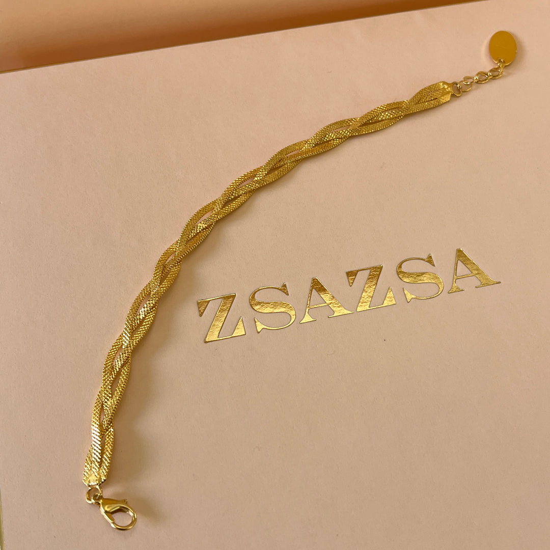 Twisted gold handmade necklace & bracelet