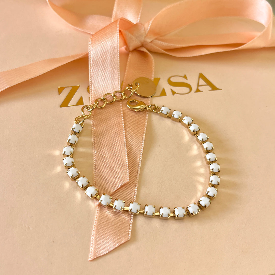 Matte white Swarovski crystals bracelet