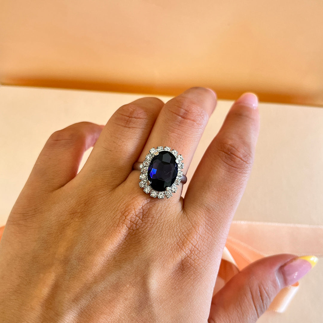 Purple oval preciosa crystals set