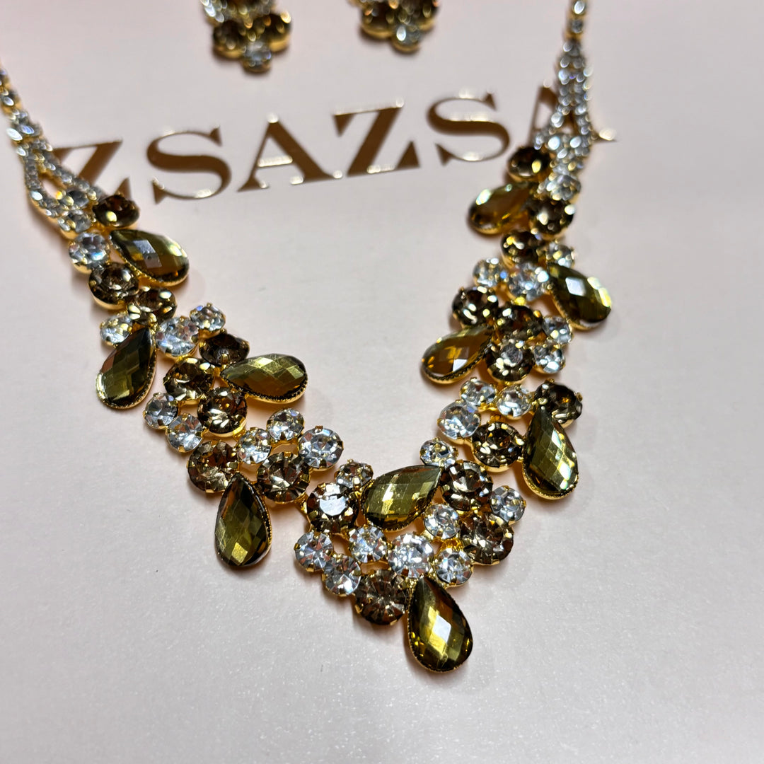 Brown and bronze rhinestone chunky set