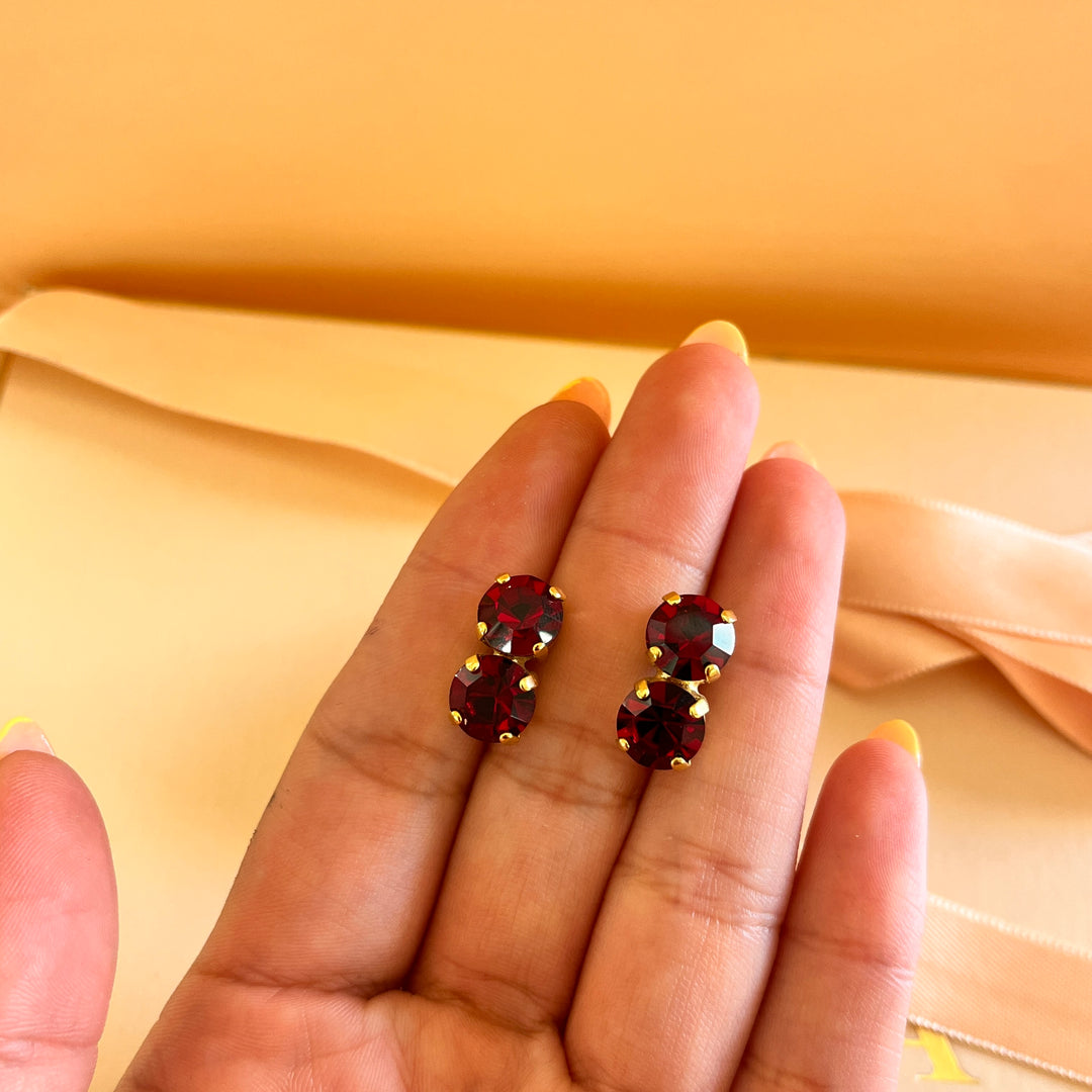Red Preciosa Crystals studs earrings