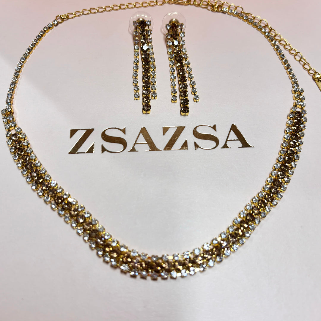 Bronze rhinestone gold plated set