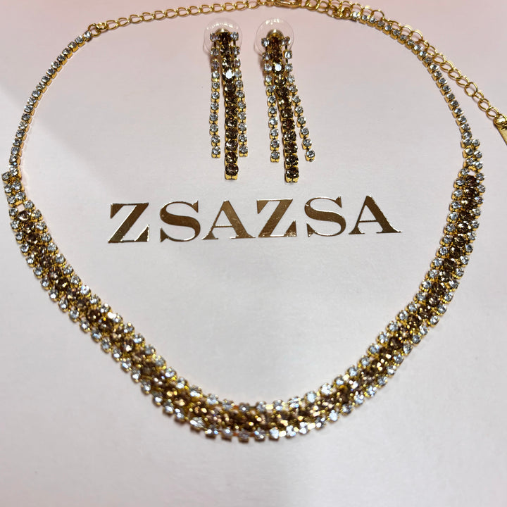 Bronze rhinestone gold plated set