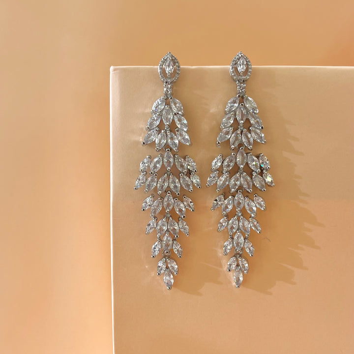 Silver zircone marquise earrings