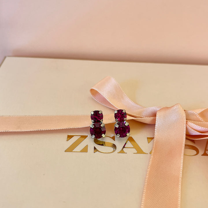Fuchsia Swarovski crystals studs