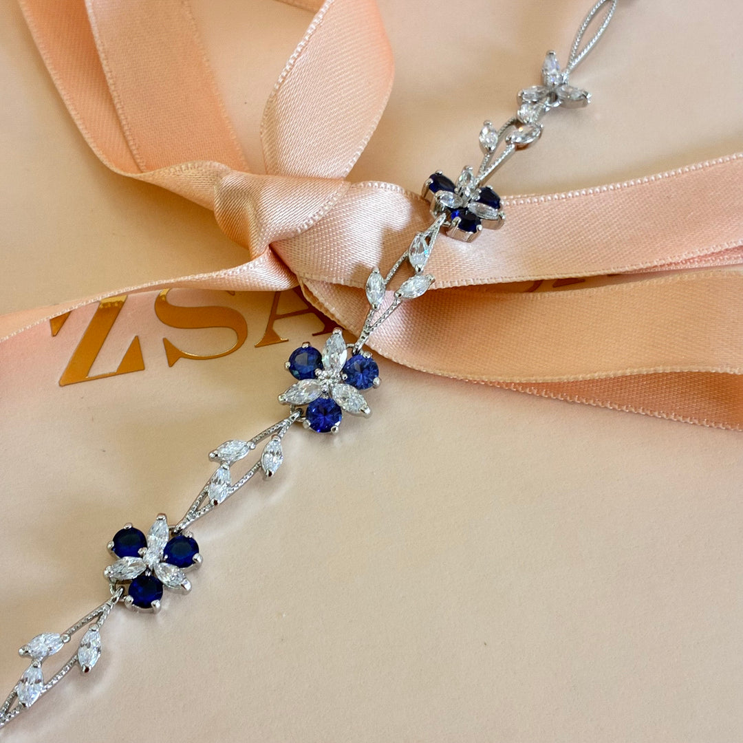 Royal blue zircone silver bracelet