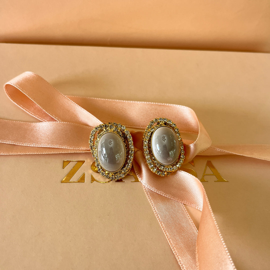 Light grey studs with Swarovski crystals