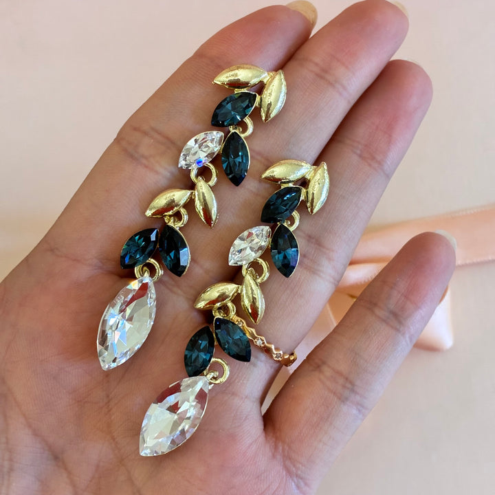 Marquise navy blue Swarovski crystals set