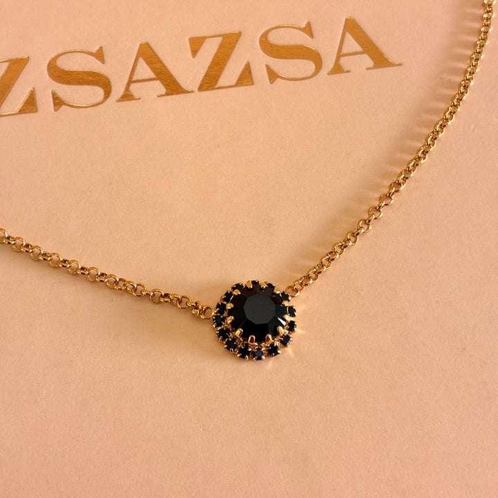 Black Preciosa crystals dainty round set