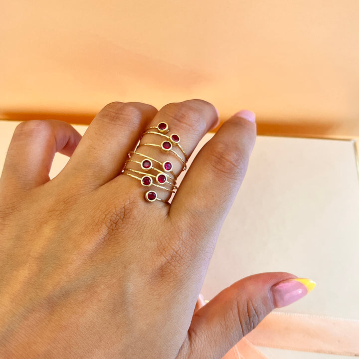 Red zircone spiral ring