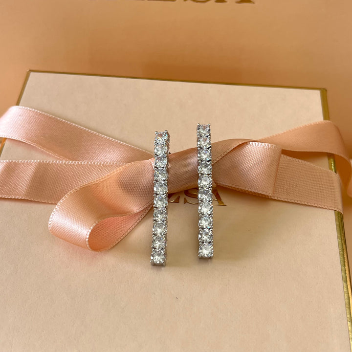 Silver zircone tennis earrings