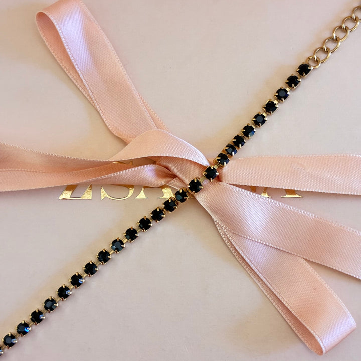 Dainty Black Preciosa crystals bracelet