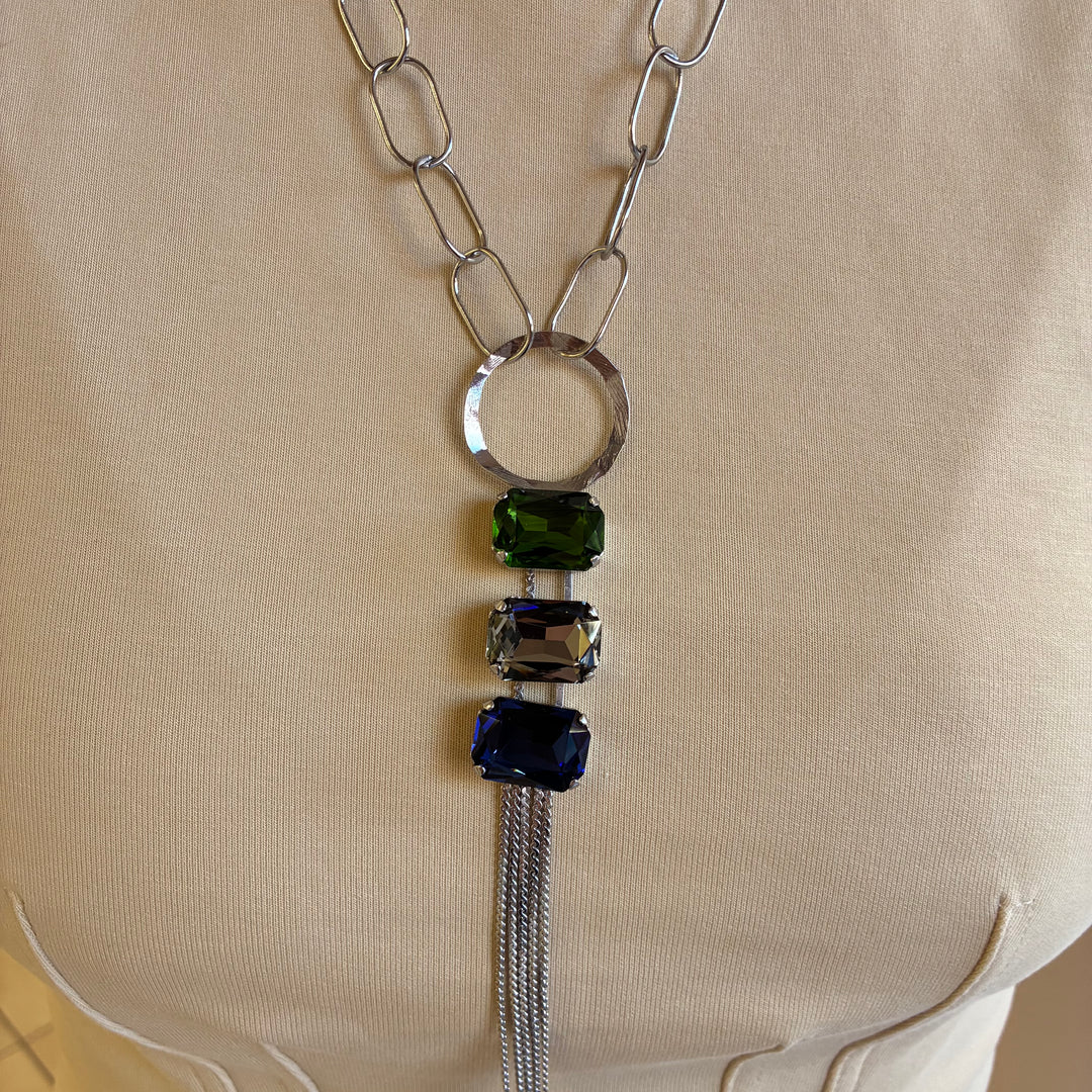 Handmade silver Swarovski crystals set