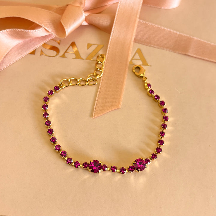 Fuchsia Swarovski crystals bracelet
