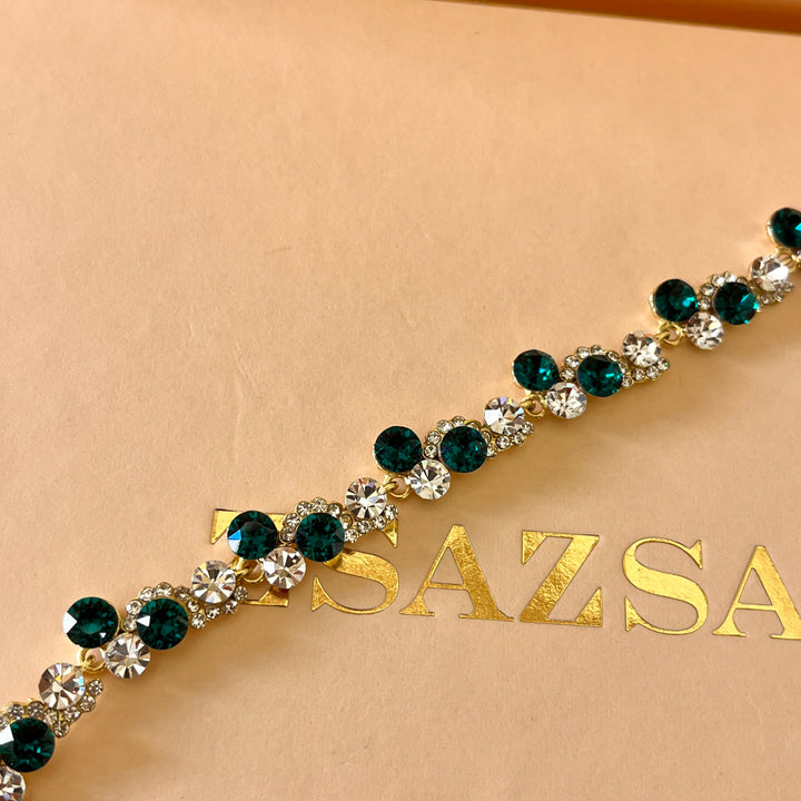 Dark green Swarovski crystals earrings and bracelet