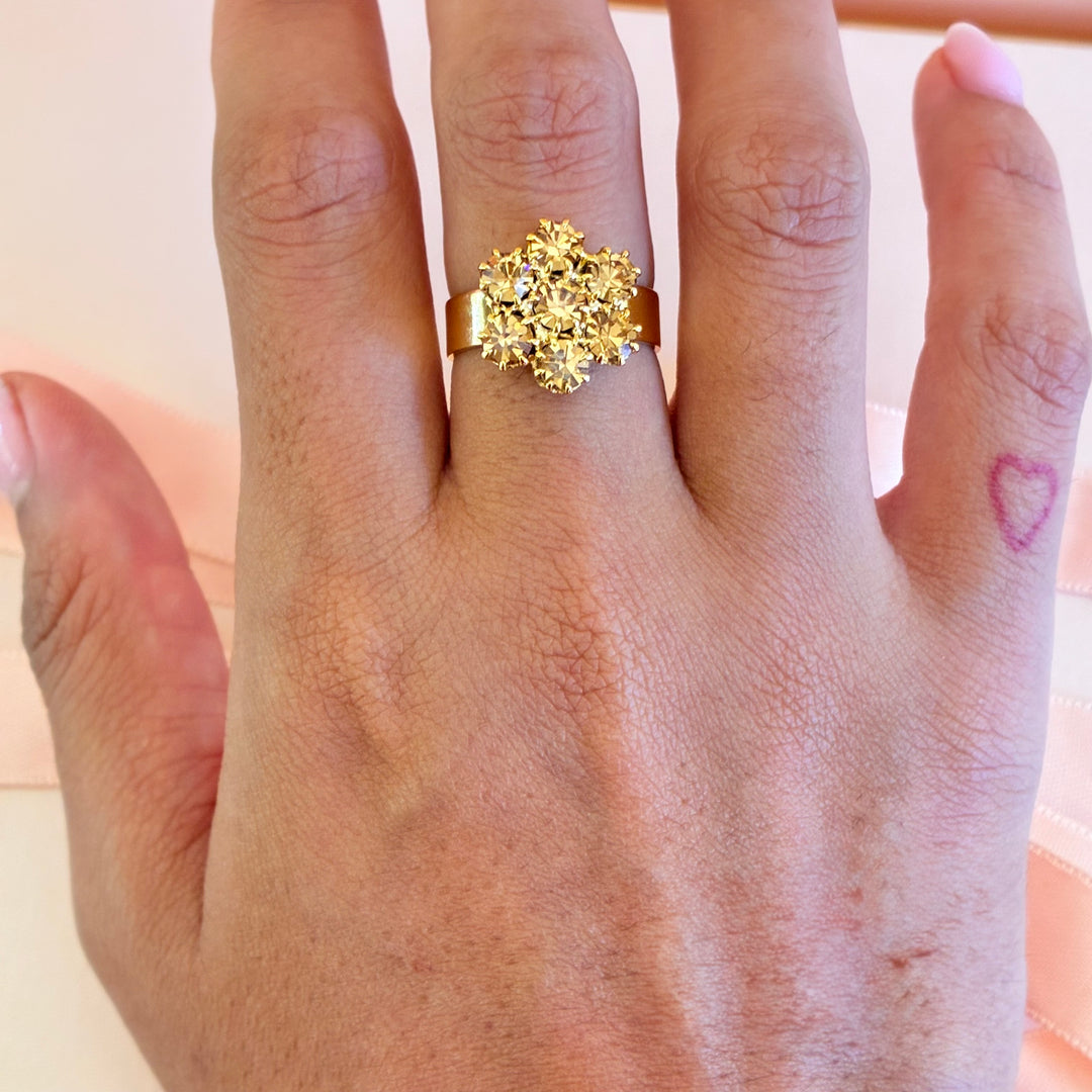 Flower bronze preciosa crystals gold plated set