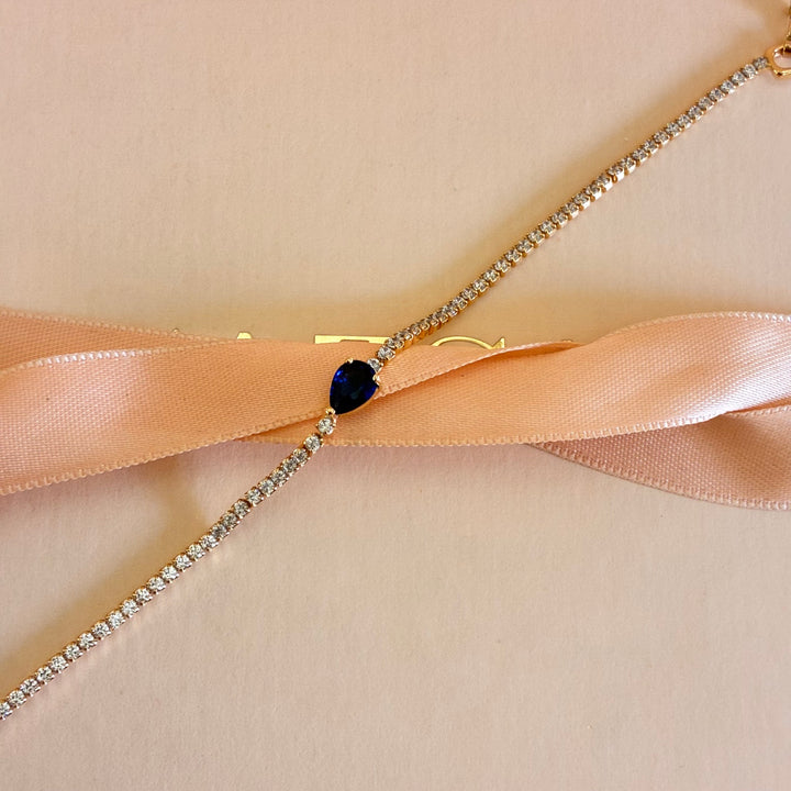 Dainty teardrop navy blue zircone bracelet