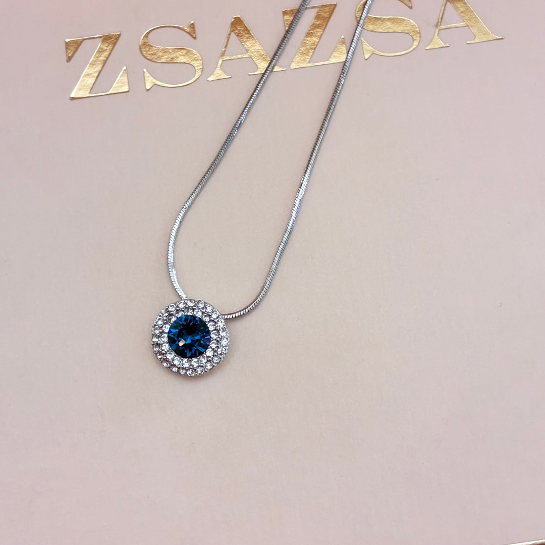 Round navy blue zircone set