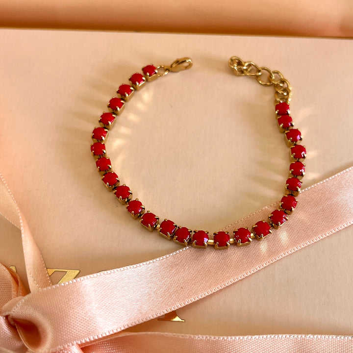 Matte red preciosa  crystals bracelet