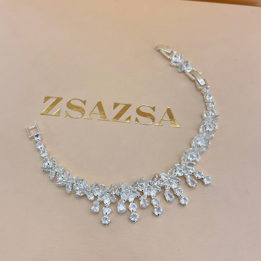 Mixed stones silver zircone set