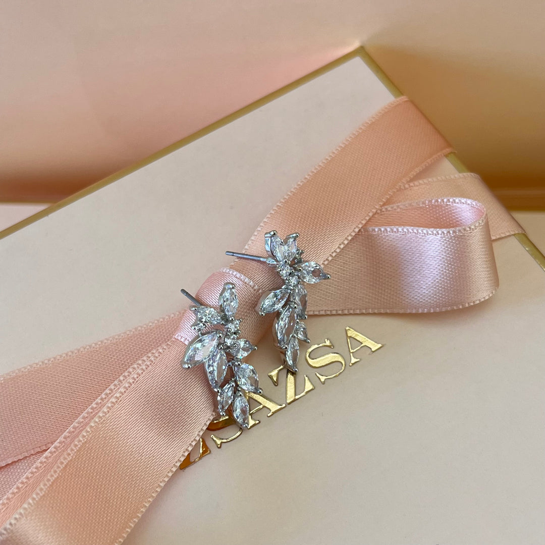 Silver zircone marquise studs