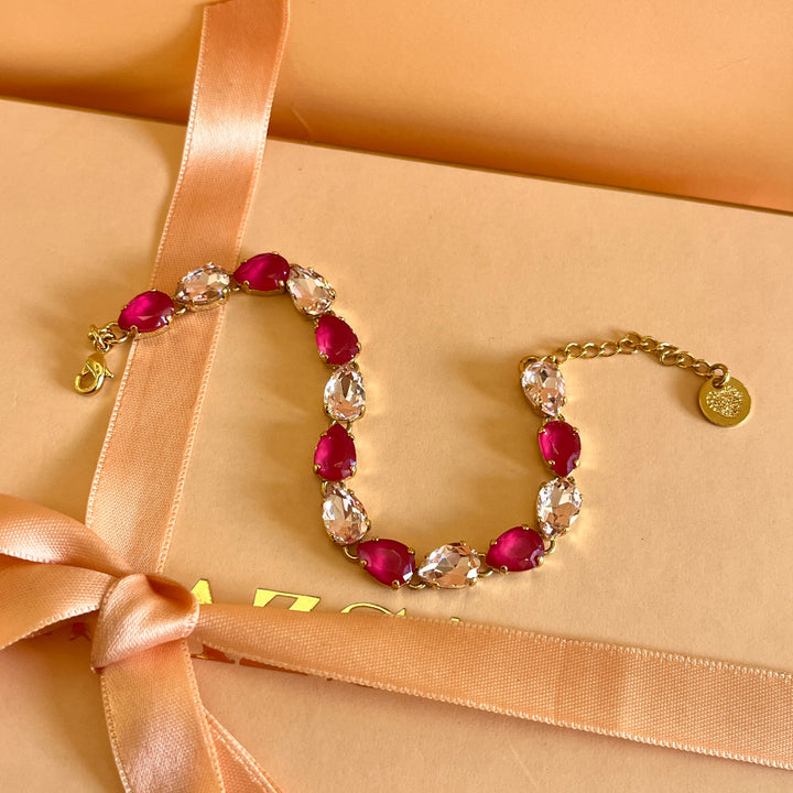 Pink and light pink Swarovski crystals bracelet