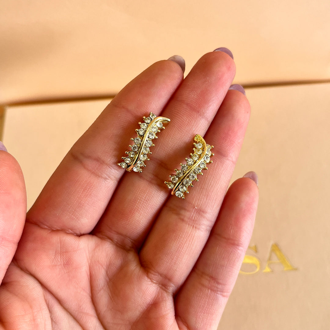 Rhinestone gold plated earring