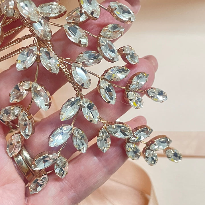 Rose gold leaves comb headpiece
