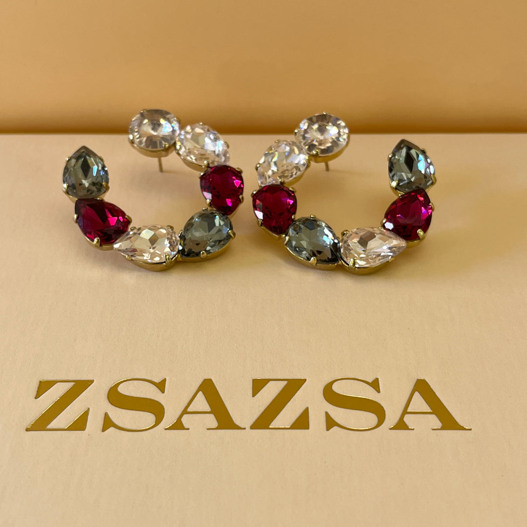 Fuchsia Swarovski crystals earrings