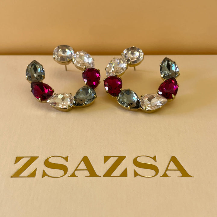 Fuchsia Swarovski crystals earrings