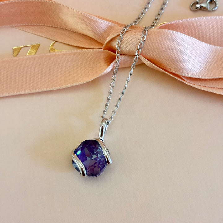 Murano purple pendant silver set