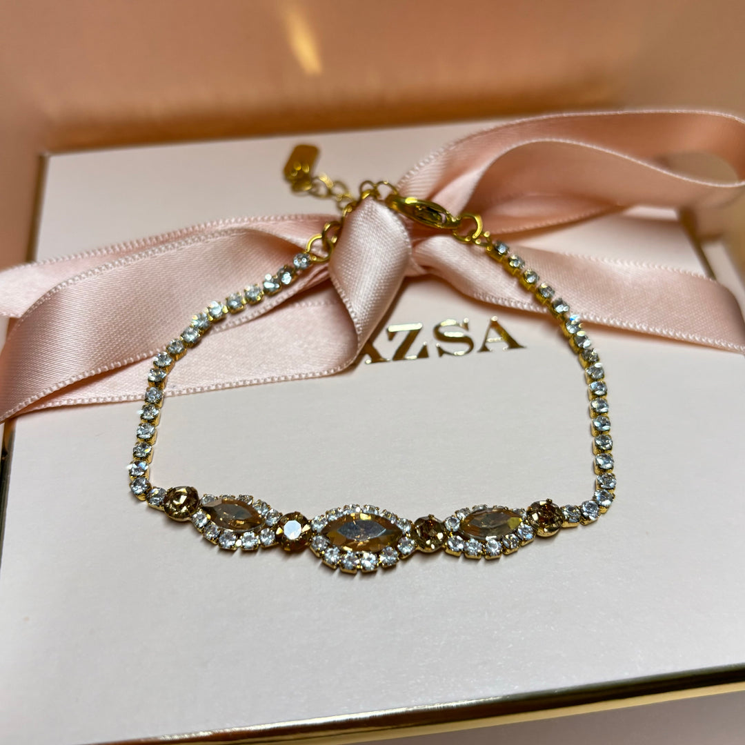 Marquise bronze rhinestone bracelet