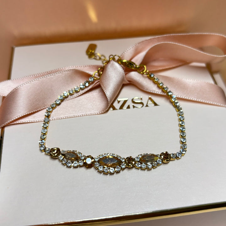 Marquise bronze rhinestone bracelet