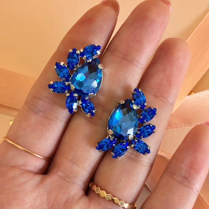 Royal blue Swarovski crystal silver set