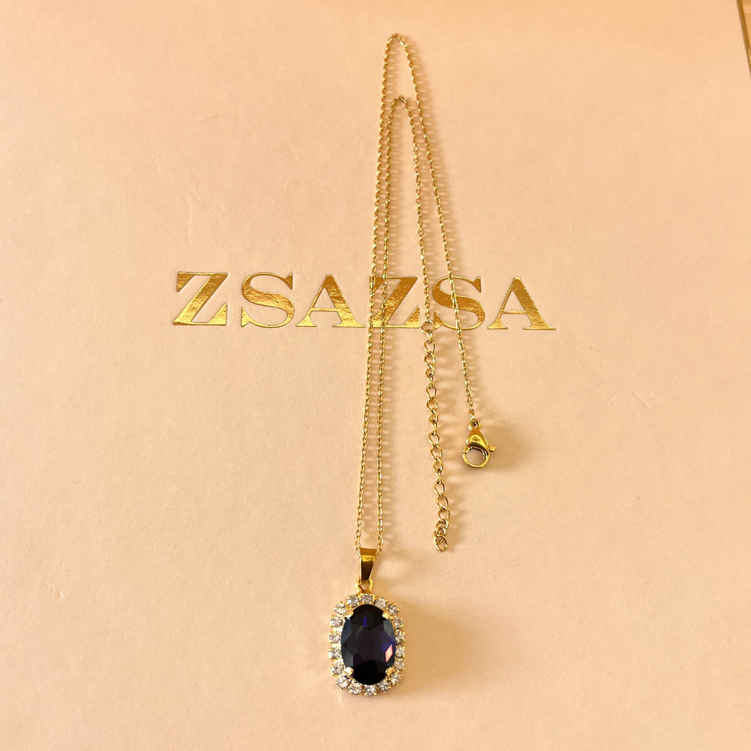 Purple oval preciosa crystals set