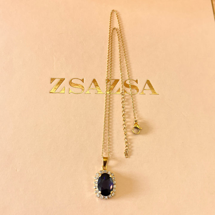 Purple oval preciosa crystals set