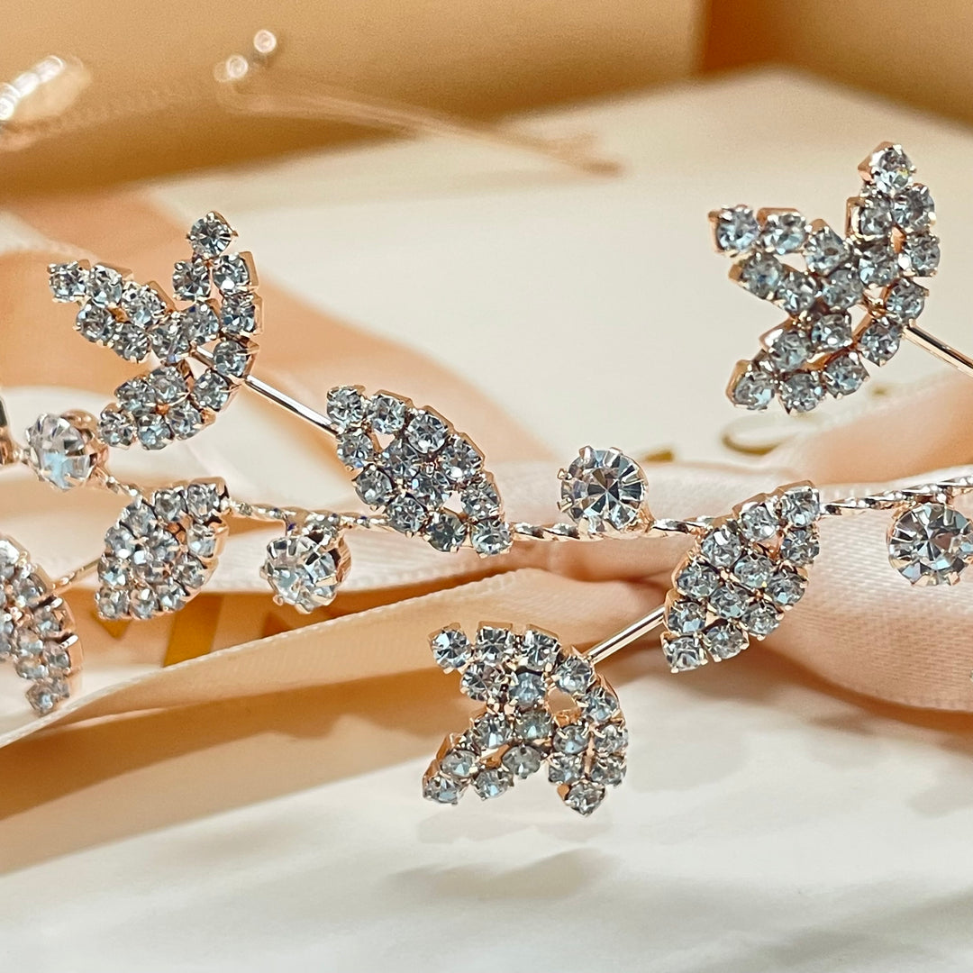 Rose gold 3 leaf headpiece