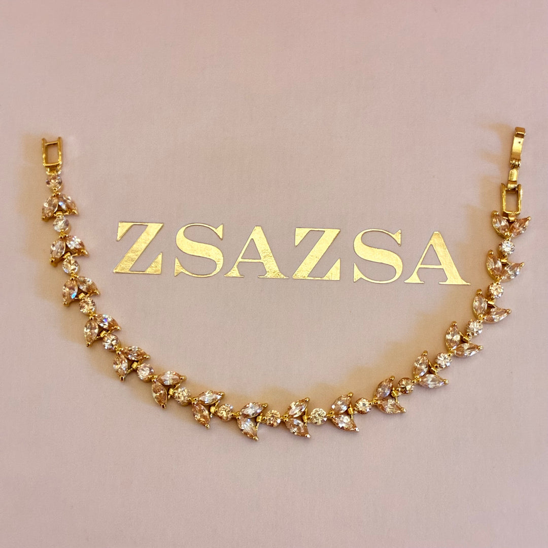 Flower marquise peach zircone set