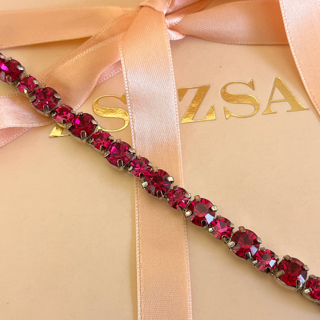 Fuchsia Swarovski crystals bracelet