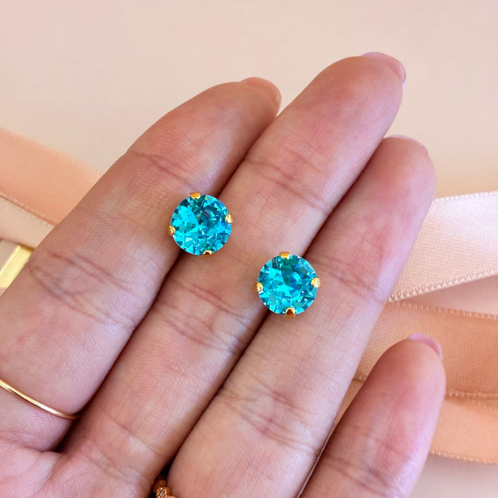 Royal blue Swarovski crystals gold plated set