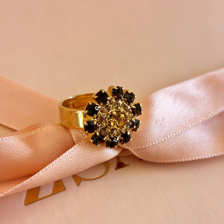 Brown with champagne flowers gold plated set