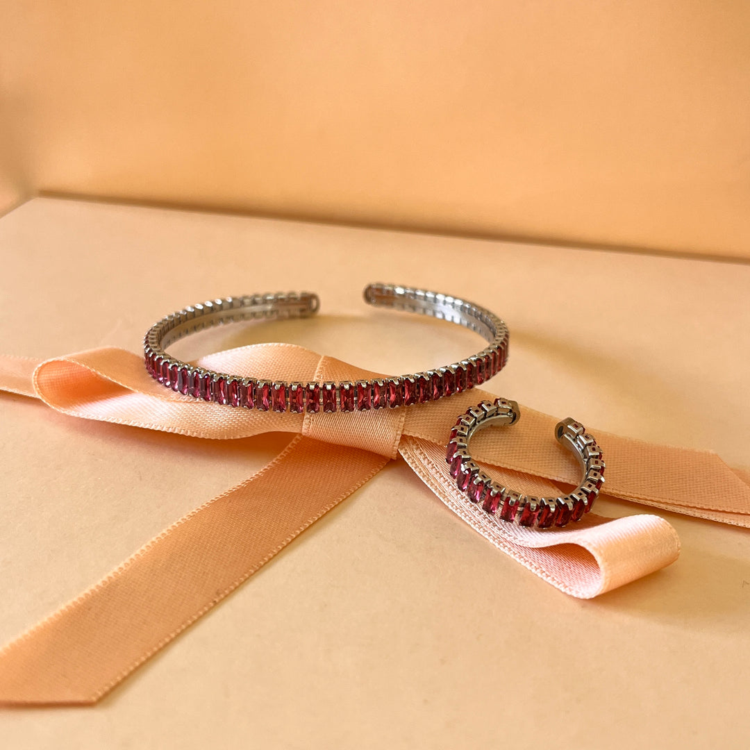 Magenta zircone bangle and ring