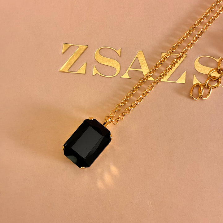 Black rectangular Preciosa crystals set