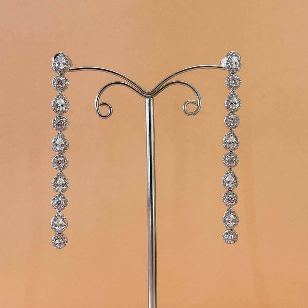 Silver zircone teardrop earrings