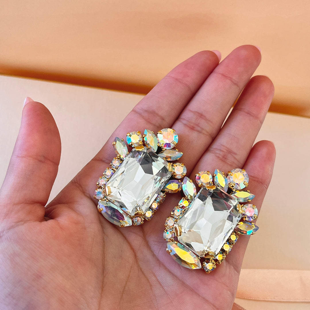 Aurora borealis Swarovski crystals studs