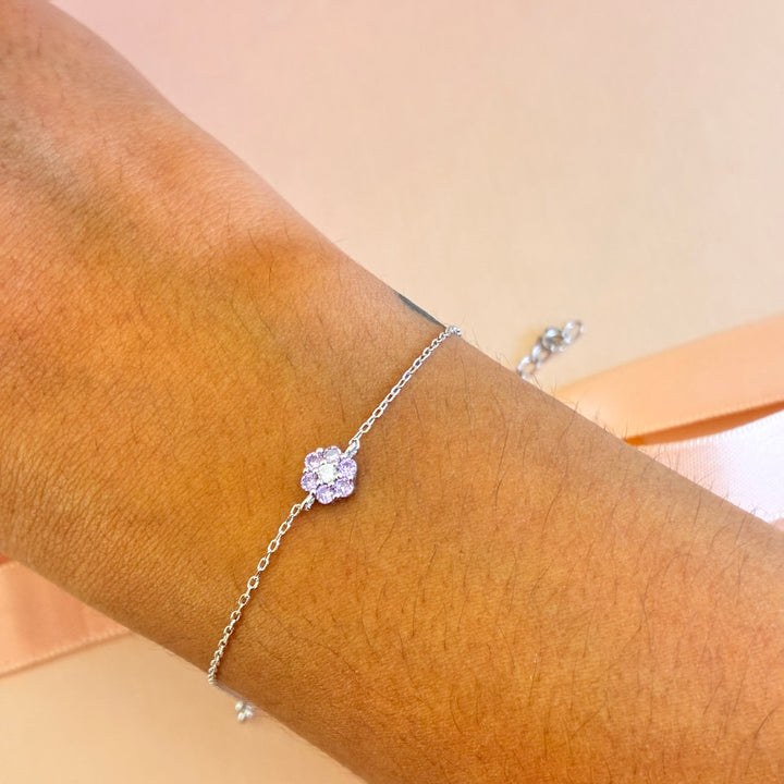 Dainty flower lilac sterling silver bracelet