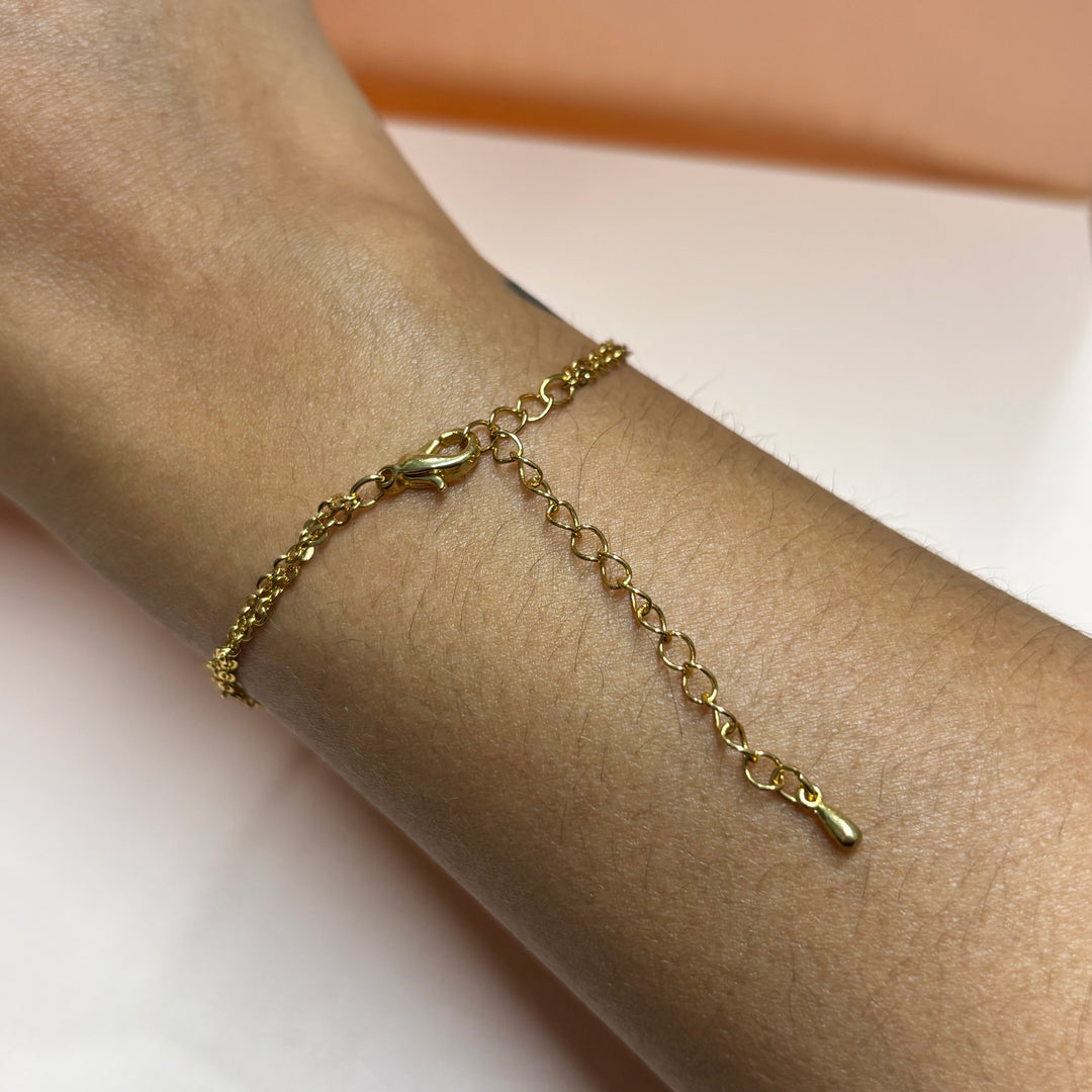 Dainty black rhinestone gold bracelet