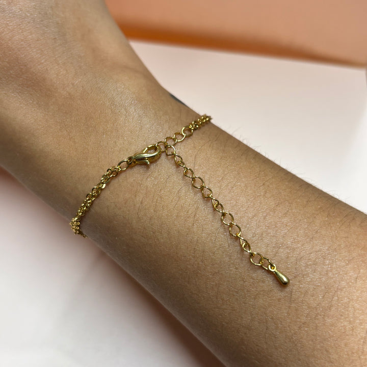 Dainty black rhinestone gold bracelet