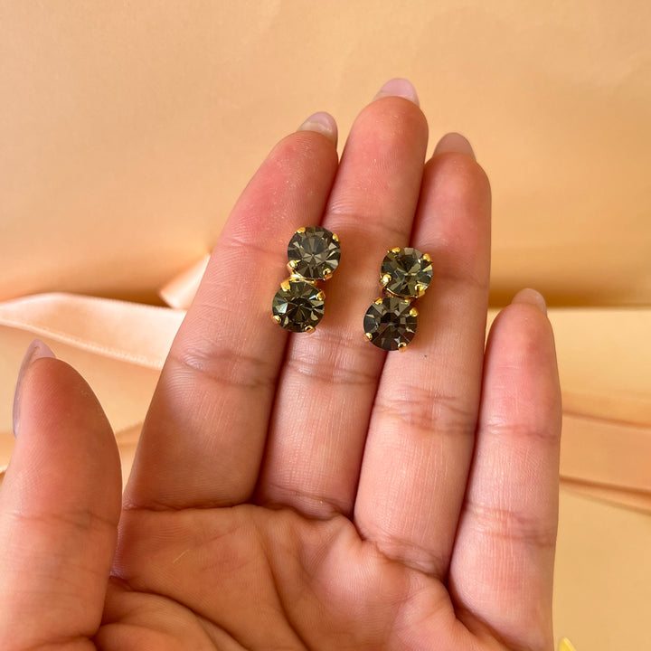 Grey double preciosa crystals studs